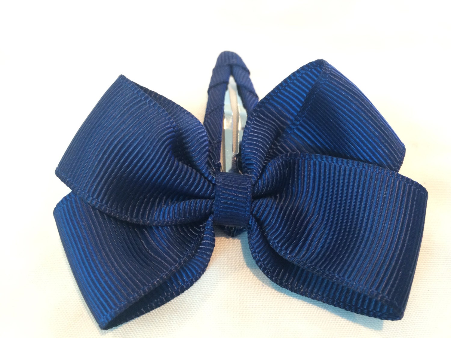Navy Blue Grosgrain Ribbon Hair Bow on Grosgrain by DaisyDade