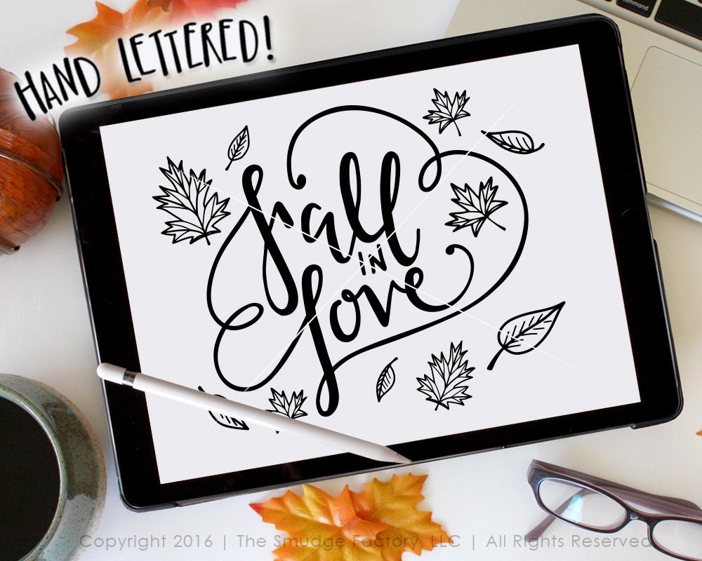 Download Fall In Love SVG Cut File Autumn SVG Wedding Cut File Fall