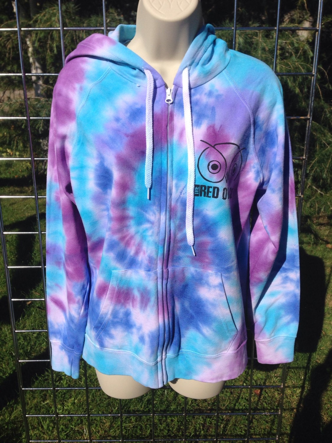 Womens Tie Dye Hoodie Blue Turquoise And Purple Size 