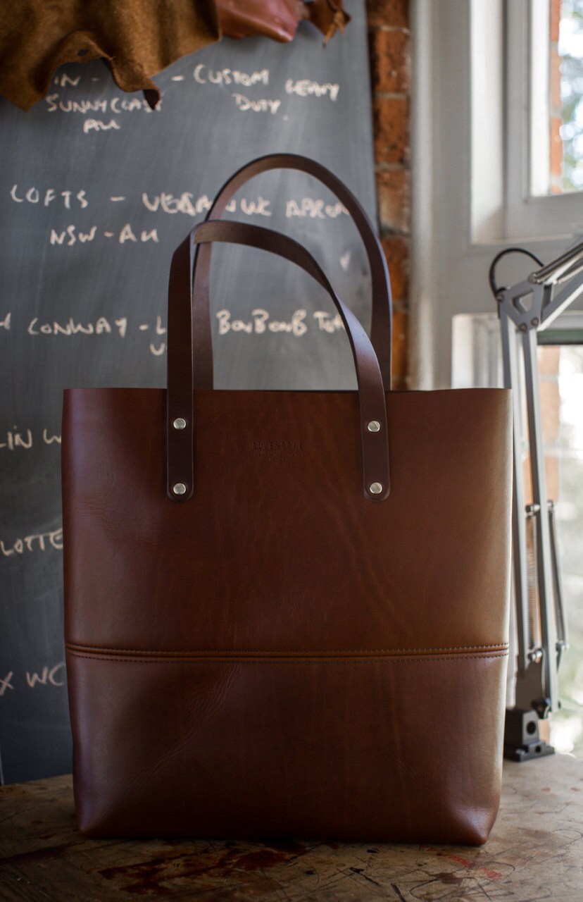 Handcrafted Leather Tote Bag by BlueandGrae on Etsy