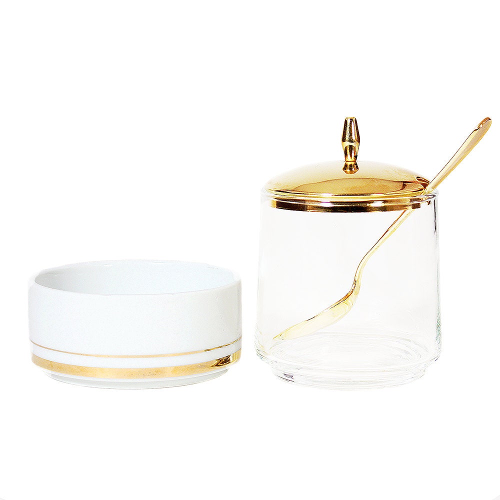 Jam Pot Condiment Set, Gold Tabletop Accessories, Vintage – Haute Juice