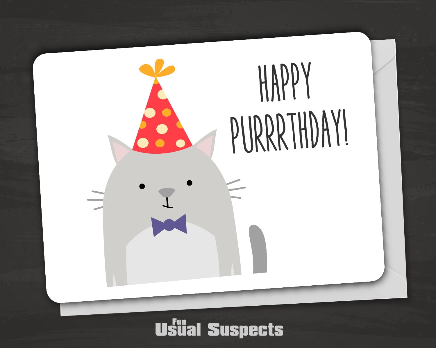 Happy Birthday Card Cat Birthday Card Cat Pun by FunUsualSuspects