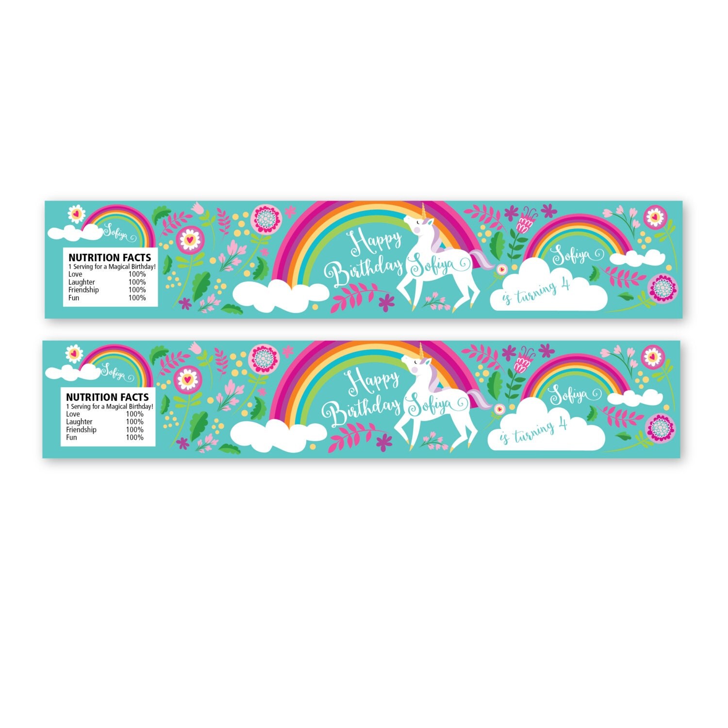 Printable Unicorn Water Bottle Labels | rainbow unicorn water bottle label customized printable Printable Unicorn Water Bottle Labels | rainbow unicorn water bottle label customized printable
