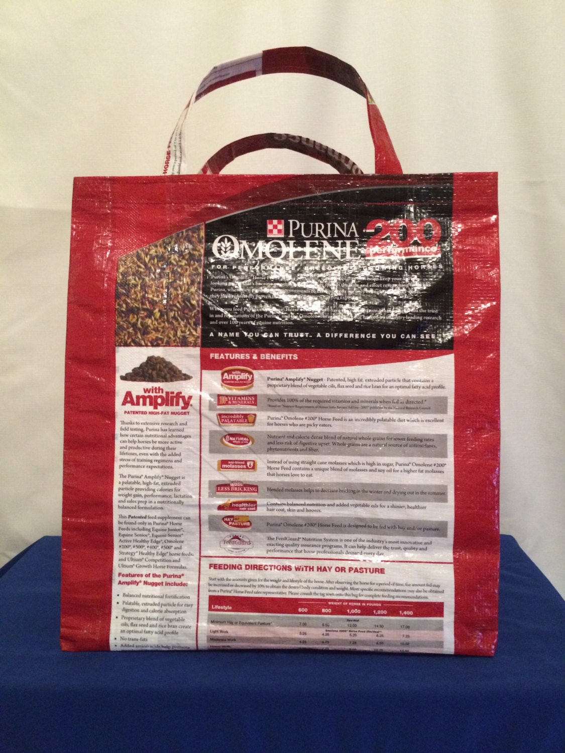 Recycled Repurposed Horse Feed Bag Tote With Commercial