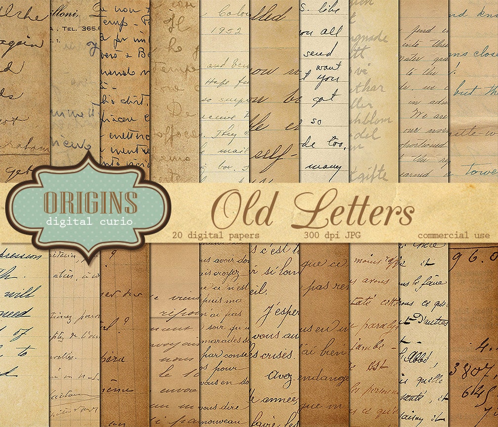 Old Letters Digital Paper Scrapbook Paper by OriginsDigitalCurio