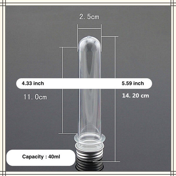 50 Plastic Test Tubes & Screw Caps Clear by LittleBlueBoxStore
