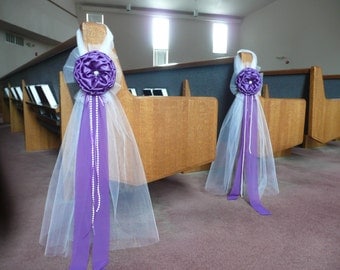 Purple Elegant Wedding Bows Pew Church Aisle Decorations Purple Elegant Wedding Bows Pew Church Aisle Decorations