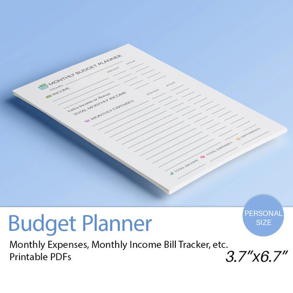 BUDGET Planner Personal Filofax Inserts 3.7 x by EasyLifePlanners