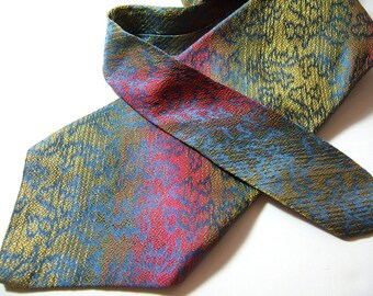 Vintage 1970s Silk Necktie | Pink, Yellow, Blue Rainbow Colored Necktie | Lilly Dache Men's Tie