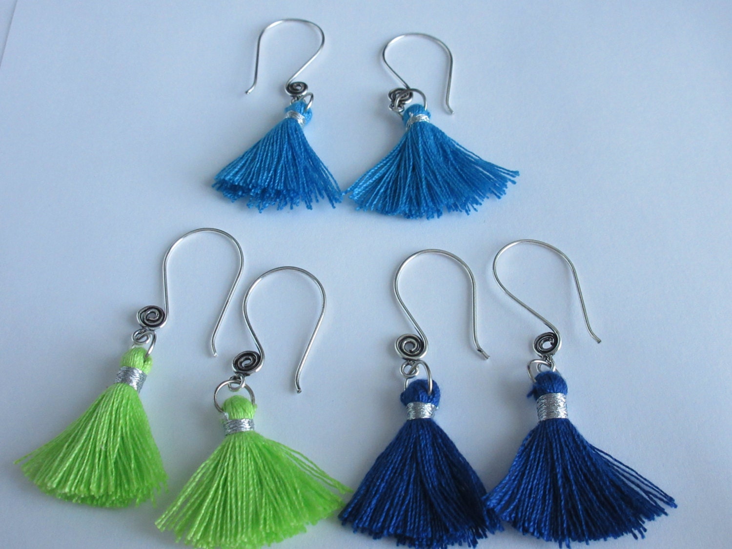 Tassel Earrrings Small Tassel Earrings Lime Green Tassel