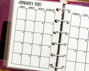 Pocket 2017 Monthly printed planner calendar - Mo2P - month on 2 page - monthly calendar - #302-17