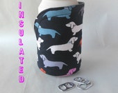 Dachshund can cooler, bottle cozy, beverage coozie, Doxie, Weiner Dog, Insulated