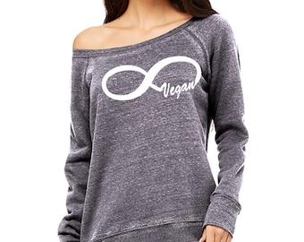 Infinity VEGAN Off the Shoulder Triblend Fleece Sweatshirt Vegan | Vegan For Life | Infinity Vegan