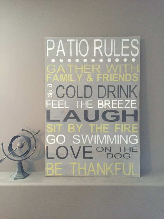 Patio Rules wood sign patio sign outside wall hanging wood