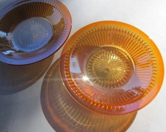 Antique Orange Carnival Flash Glass Bowls Set of 2