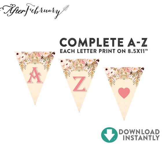 Printable A-Z Banner // Floral Party Banner by AfterFebruary