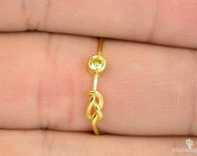14k Gold Topaz Infinity Ring, 14k Gold Ring, Stackable Rings, Mother's Ring, November Birthstone Ring, Gold Infinity Ring, Gold Knot Ring