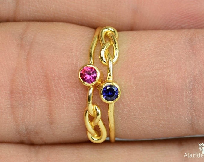 Ruby Infinity Ring, Gold Filled Ring, Stackable Rings, Mother's Ring, July Birthstone Ring, Gold Infinity Ring, Gold Knot Ring