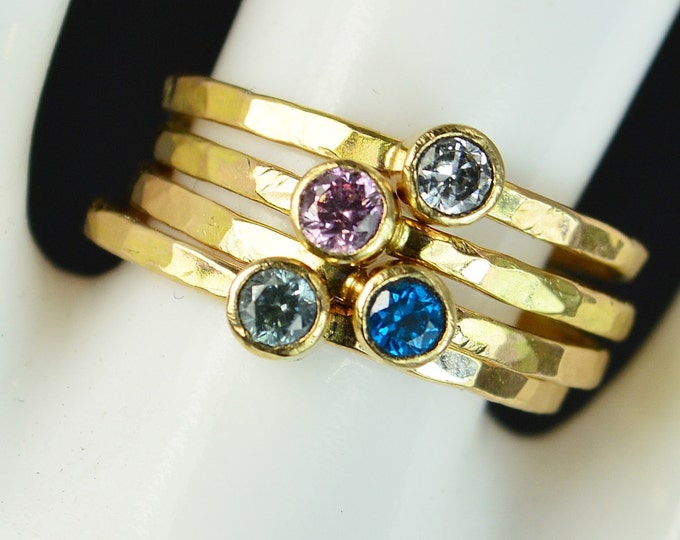 Grab 4 Classic 14k Gold Filled Birthstone Rings, Gold solitaire, solitaire ring, 14k gold filled,Birthstone, Mothers Ring, gold band