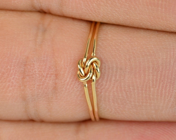 Love Knot, Dainty Gold Double Knot Ring, Love Ring, Love Knot Ring, BFF Ring, Bridal Ring, Promise Ring, Mother Daughter Ring, Gold Ring