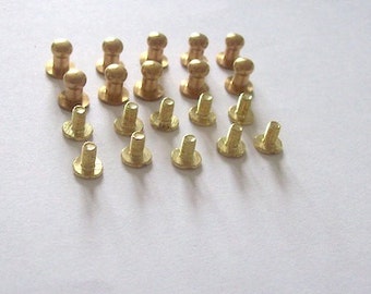 bag clasps brass rivet 4mm round head screw in button studs - pack of 10