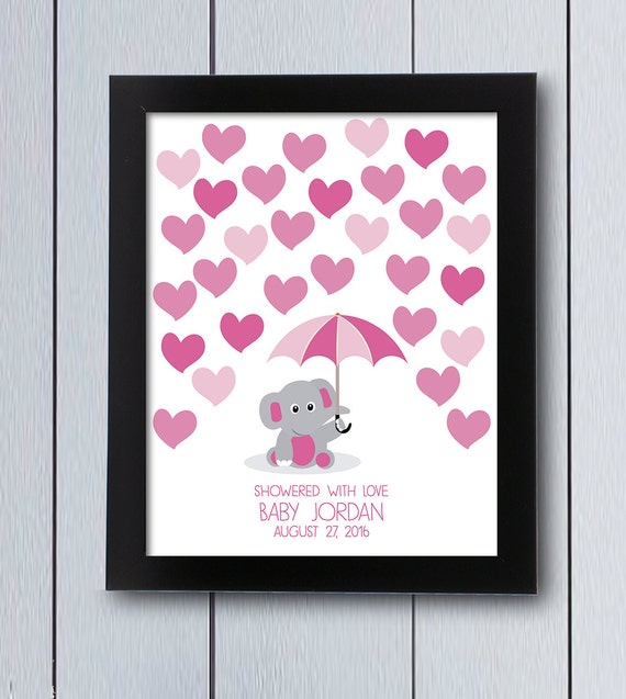 Pink Elephant Baby Shower Guestbook / printable pdf ...