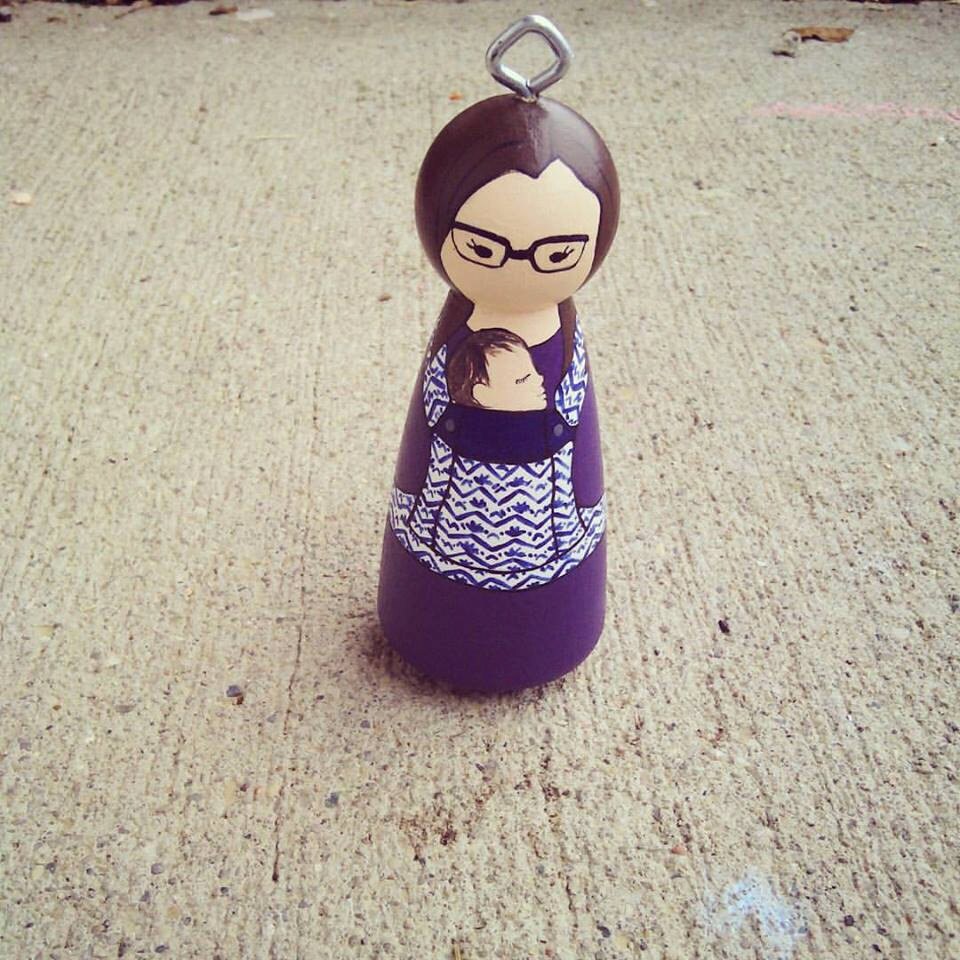 Custom Babywearing Peg Doll / Christmas Ornament / Baby's
