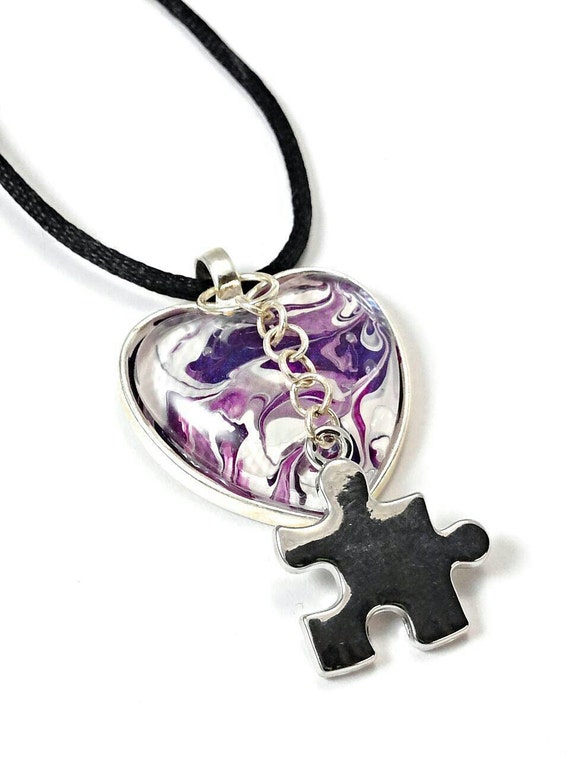 Autism necklace autism awareness jewelry puzzle by GenevasSky