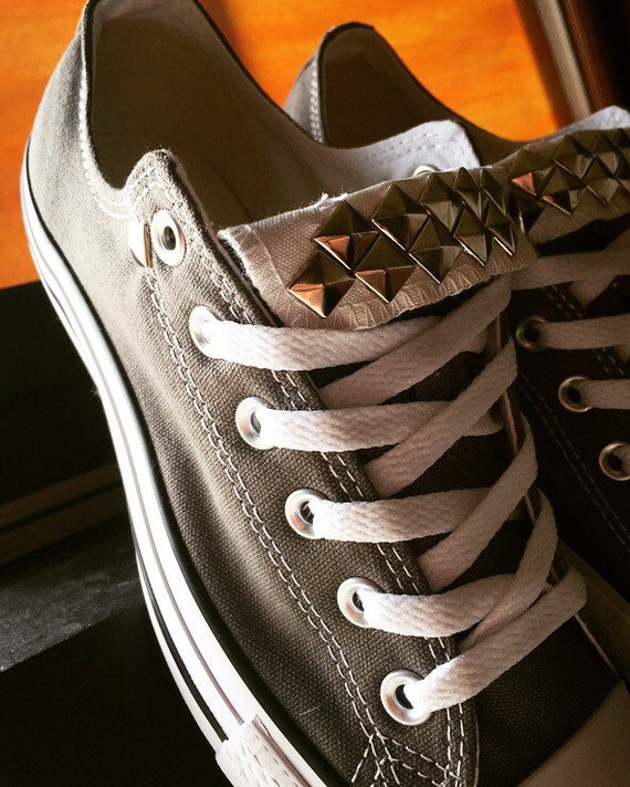 Custom Studded Gray Converse All Stars Chuck Taylors ALL