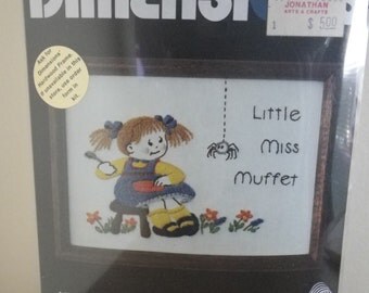 Vintage Creative Stitchery "Little Miss Muffet" Kit, Dimensions #6006