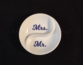 Mr. and Mrs. Ring Dish, Couples Ring Dish, Ring Dish, Jewelry Dish, Trinket Dish, Wedding Dish, Married, Wedding Gift, Couples Gift
