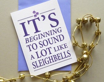 Christmas card - holidays card - christmas card for her - seasonal greeting card - festive design - funny xmas - sleighbells blue christmas