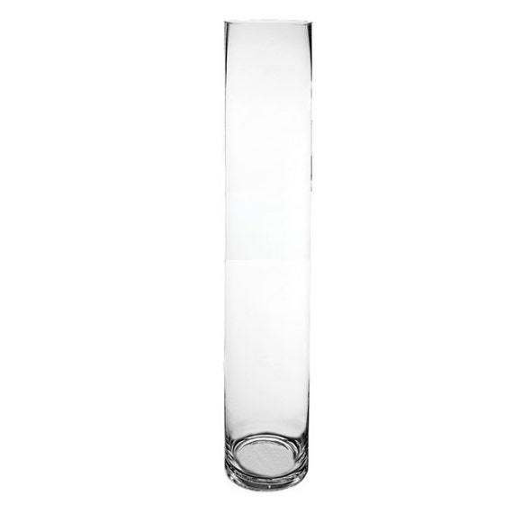 Glass Cylinder Vase Hand Blown with Height28 Open