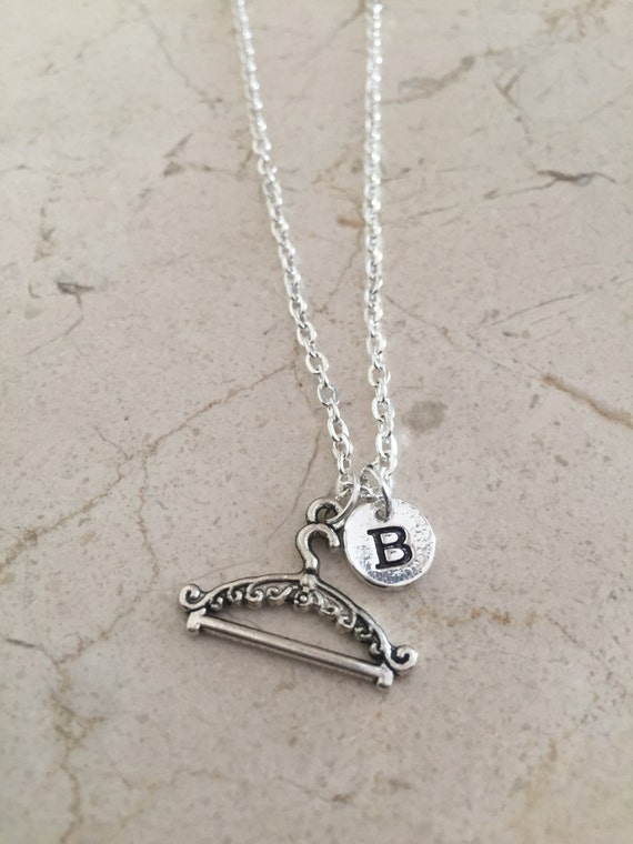 Hanger initial necklace Clothes hanger coat hanger jewelry