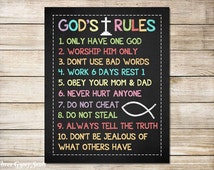 PRINTABLE ART Ten Commandments Christian Wall Art 10 Commandments Exodus 20 Little Boys Room Decor Bible