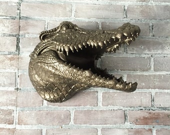 ANY COLOR Faux Crocodile Head Wall Decor // Florida Gators // Faux Taxidermy // Alligator / College Decor / Swamp Animal Head