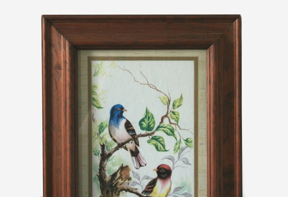 Vintage large bird print framed bird art wildlife picture