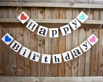 HAPPY BIRTHDAY / Birthday Banner/birthday bunting/birthday sign/birthday party decoration/birthday photoprop/unisex birthday party banner