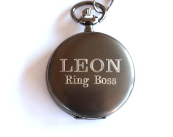 Ring Bearer Gift, Personalized Pocket Watch, Ring Security, RingBearer Gift, Jr Groomsmen Gift, Wedding Favor, Junior Groomsman Gift Watch