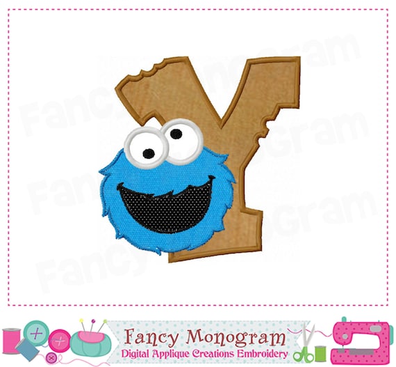 Cookie Monster Monogram Y appliqueCookie Monster Letter Y