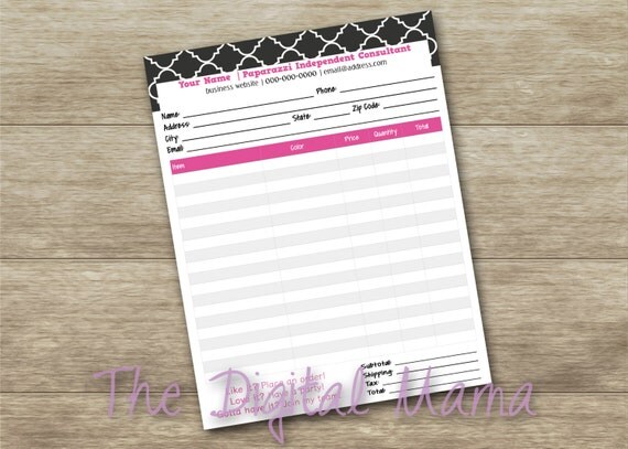 Items similar to Paparazzi Accessories Product Order Form - Paparazzi ...
