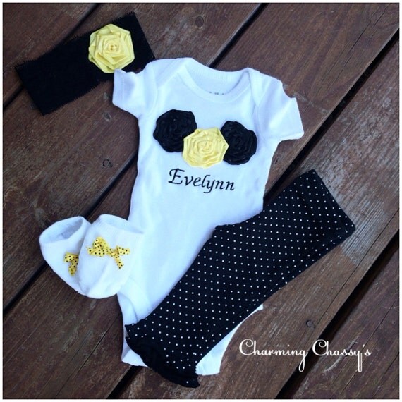Baby girl coming home outfit newborn yellow by CharmingChassys
