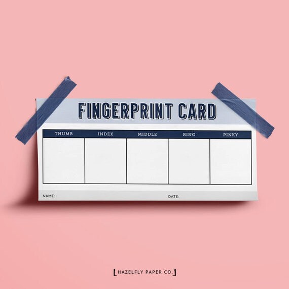 Police Printable Fingerprint Card EDITABLE Instant Download