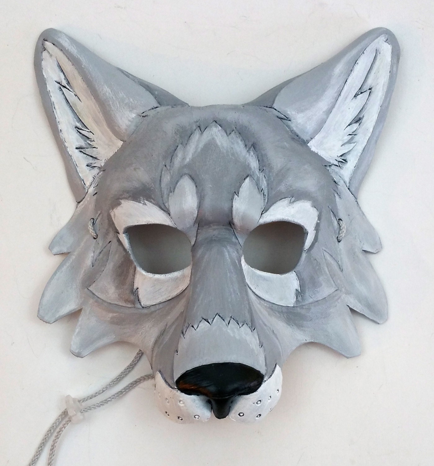 Leather Artic Wolf Mask White Wolf Mask Pale Gray
