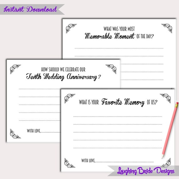 Wedding Advice Card set of 8 questions Newlywed Advice Card