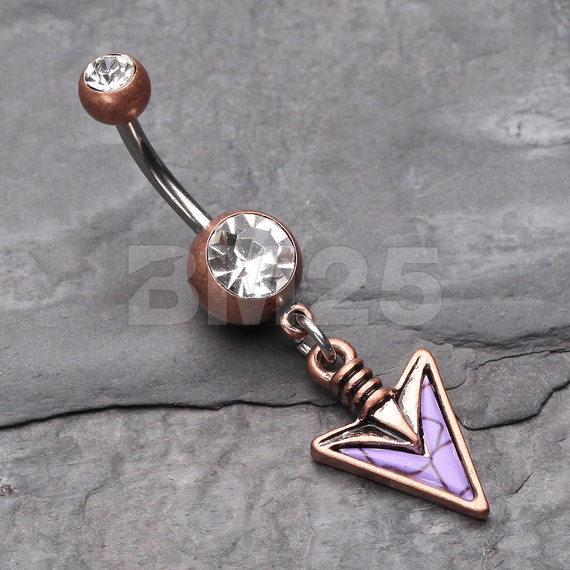 Vintage Boho Burnish Stone Spear Belly Button Ring