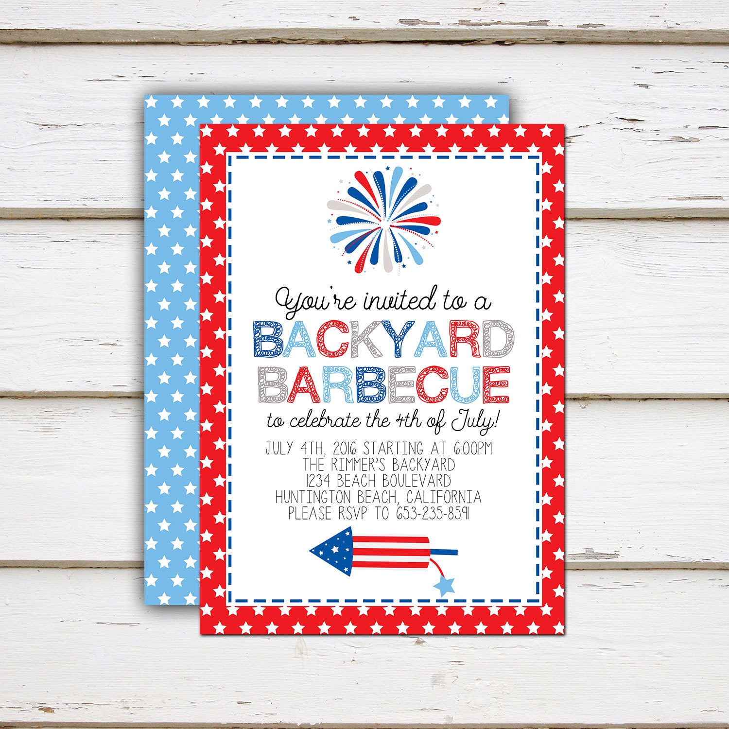 Printable Fourth of July Party Invitation 4th of July