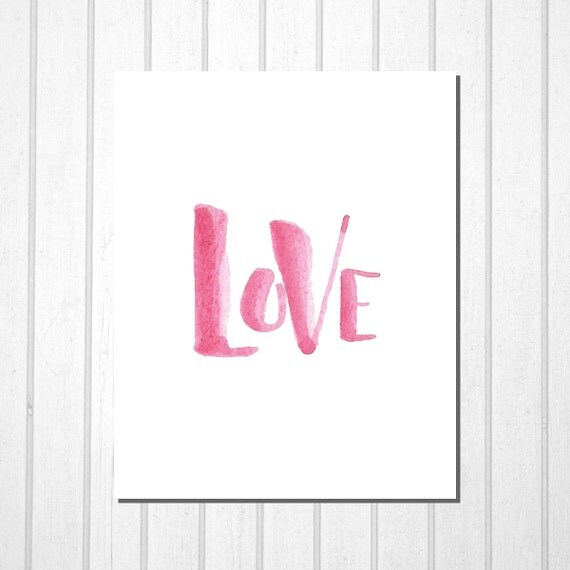 Love Pink Black Hand Lettering Printable Wall by TheDancingFingers