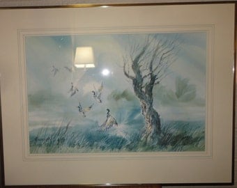 Vintage Ducks Flying Water Colors/Signed
