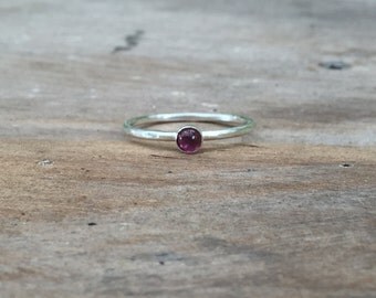 Pink Tourmaline and Sterling Silver Ring, Gemstone ring